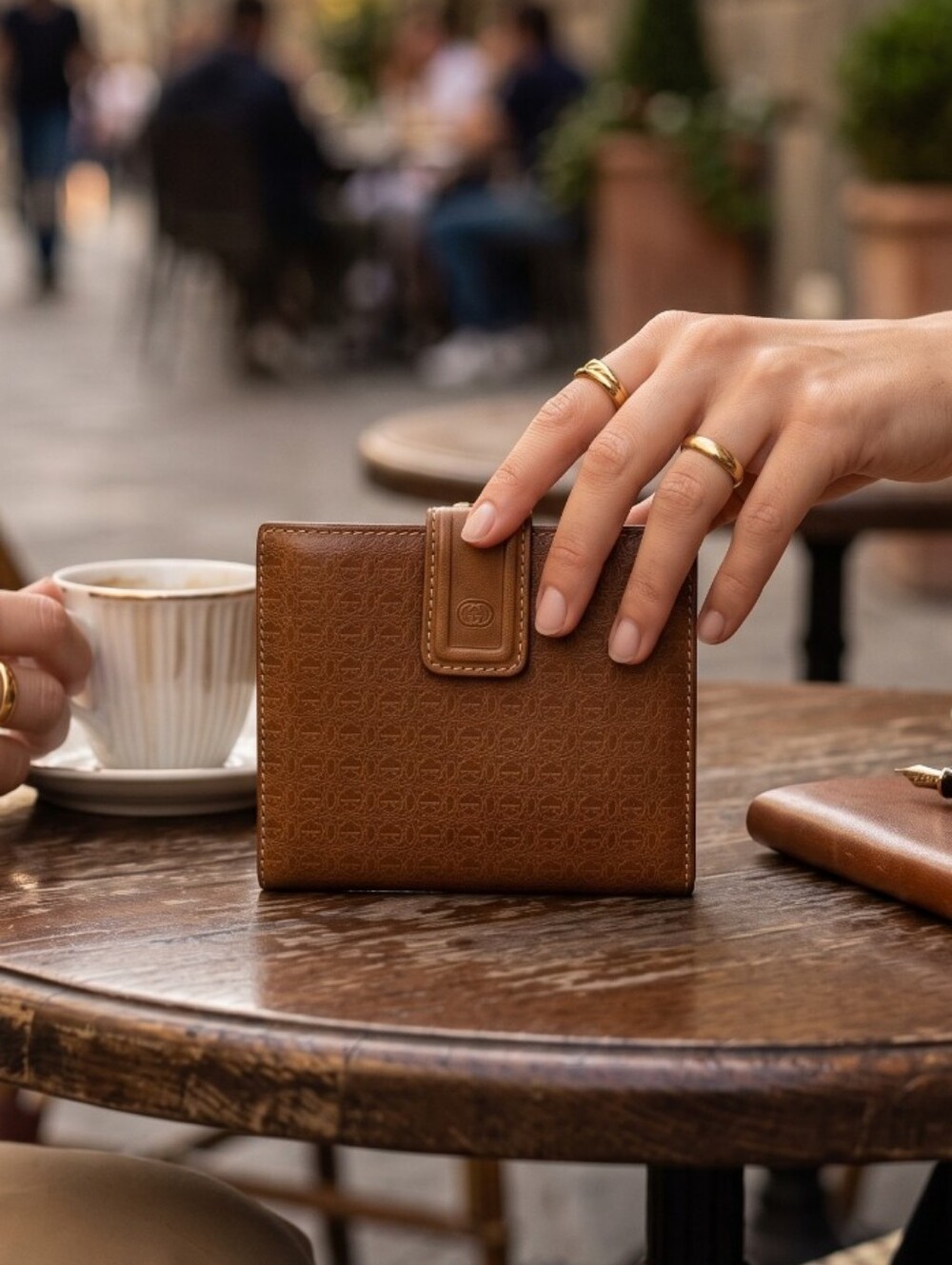 Gucci Signature Leather Camel Bifold Wallet